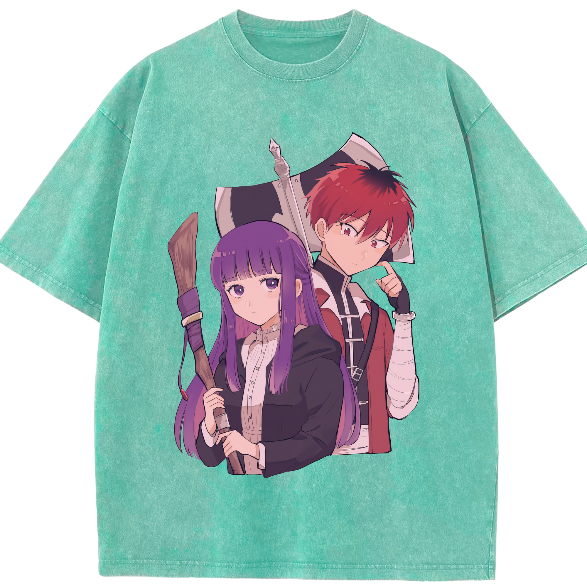 （画像用） 葬送のフリーレン Frieren 綿100% ヴィンテージ風 半袖Tシャツ（フロントプリント）